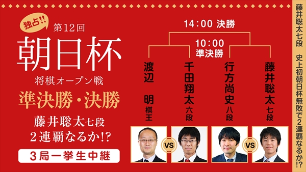 藤井聡太七段の2連覇なるか 朝日杯将棋オープン戦 準決勝 決勝 Abematvで2 16独占生中継 Tv Life Web