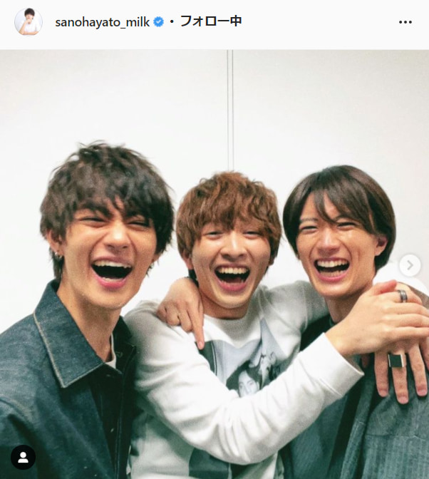 M!LK佐野勇斗公式Instagram(sanohayato_milk)より