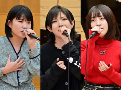左から、池田裕楽（STU48）、岡田奈々（AKB48／STU48）、山崎亜美瑠（NMB48）