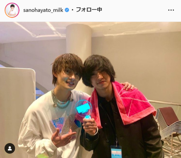 M!LK佐野勇斗公式Instagram（sanohayato_milk）より