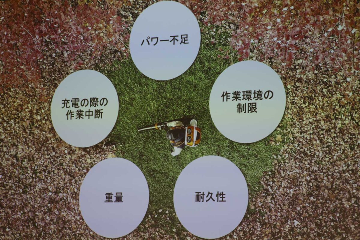 ↑いままでの電動チェーンソーには課題もあった